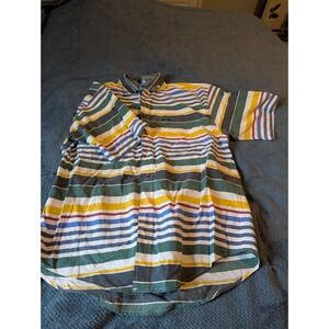 Mens Izod Button Up Stripped T Shirt‎ Size Medium